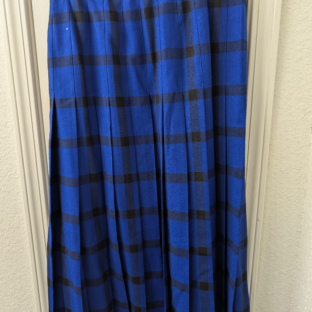 Pendleton Royal Blue and Black Plaid A-Line Skirt - Picture 2 of 3